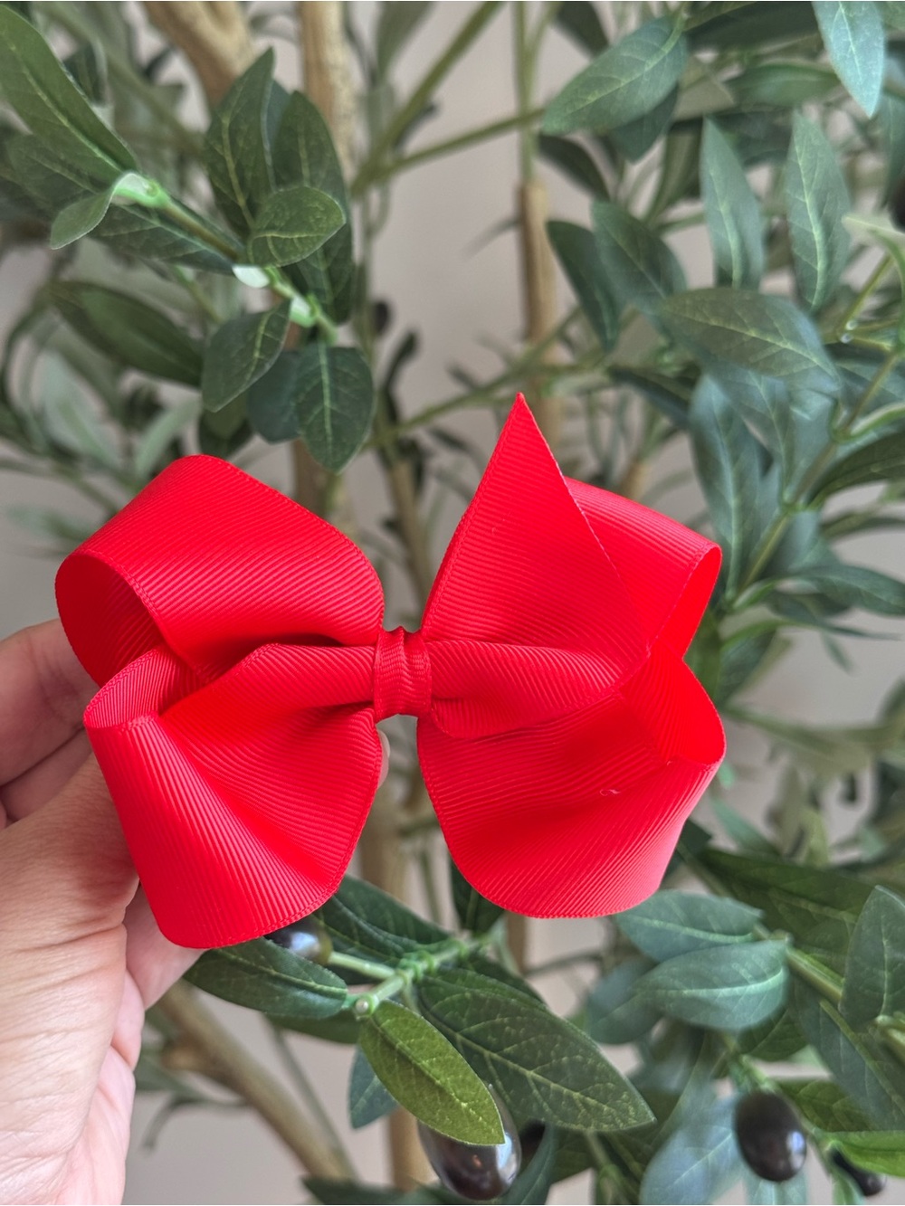 Bright Red Grosgrain Hair Bow